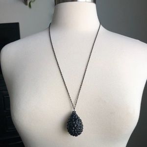 Black Rhinestone Teardrop Necklace